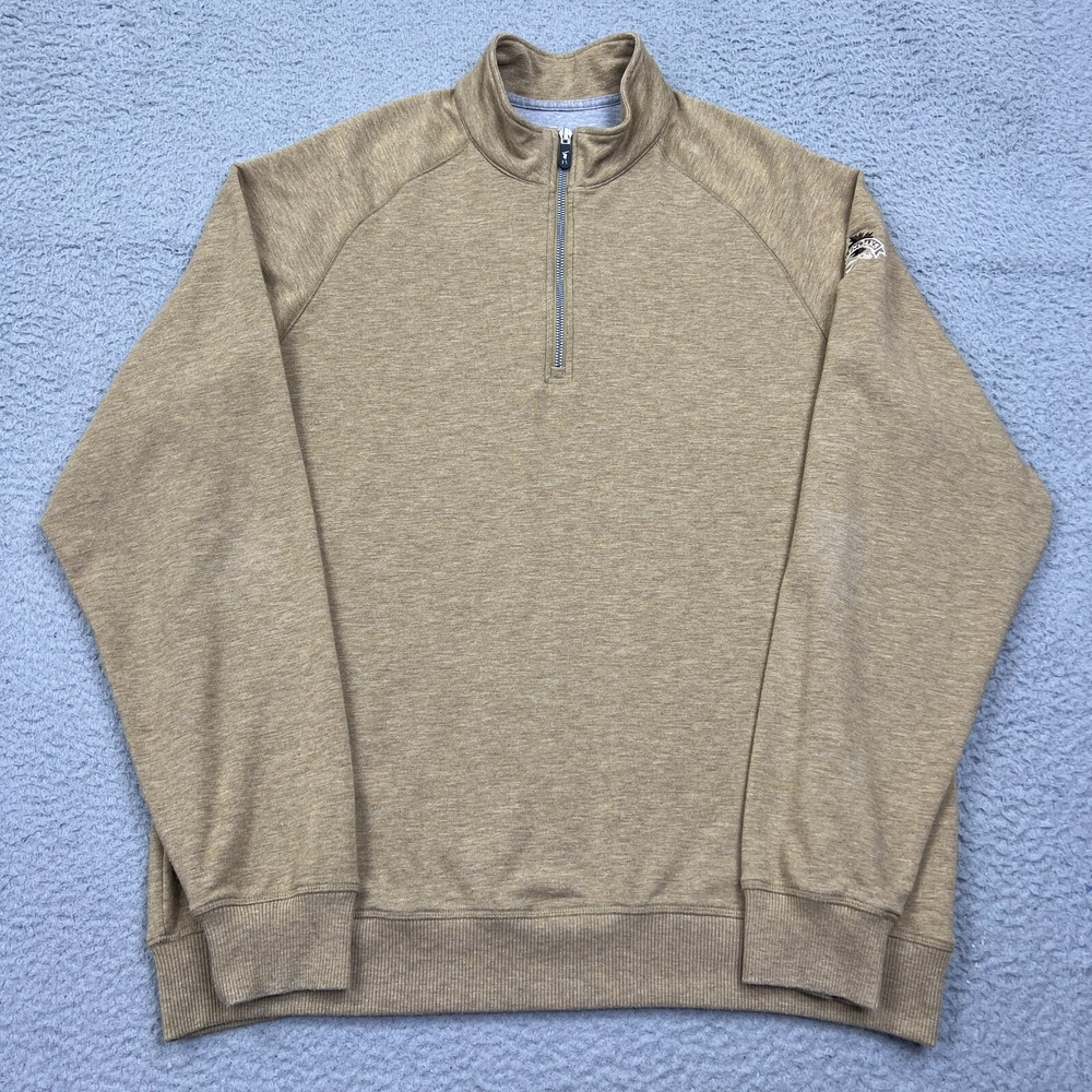 F&G Tech 1/4 Zip Pullover Sweater‎ Golf Men's XL Beige Performance Embroidered